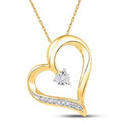 10kt Yellow Gold Womens Round Diamond Heart Pendant .01 Cttw