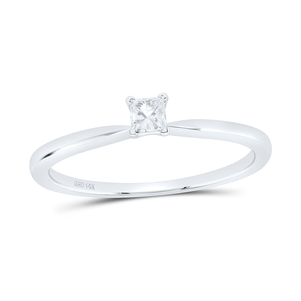 14K White Gold Womens Princess Diamond Solitaire Bridal Wedding Engagement Ring 1/6 CTW 1.54 Gram