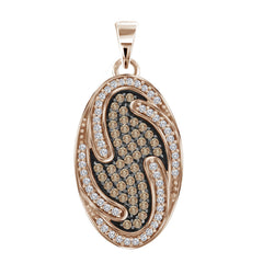 10kt Rose Gold Womens Round Red Color Enhanced Diamond Oval Pendant 1/2 Cttw