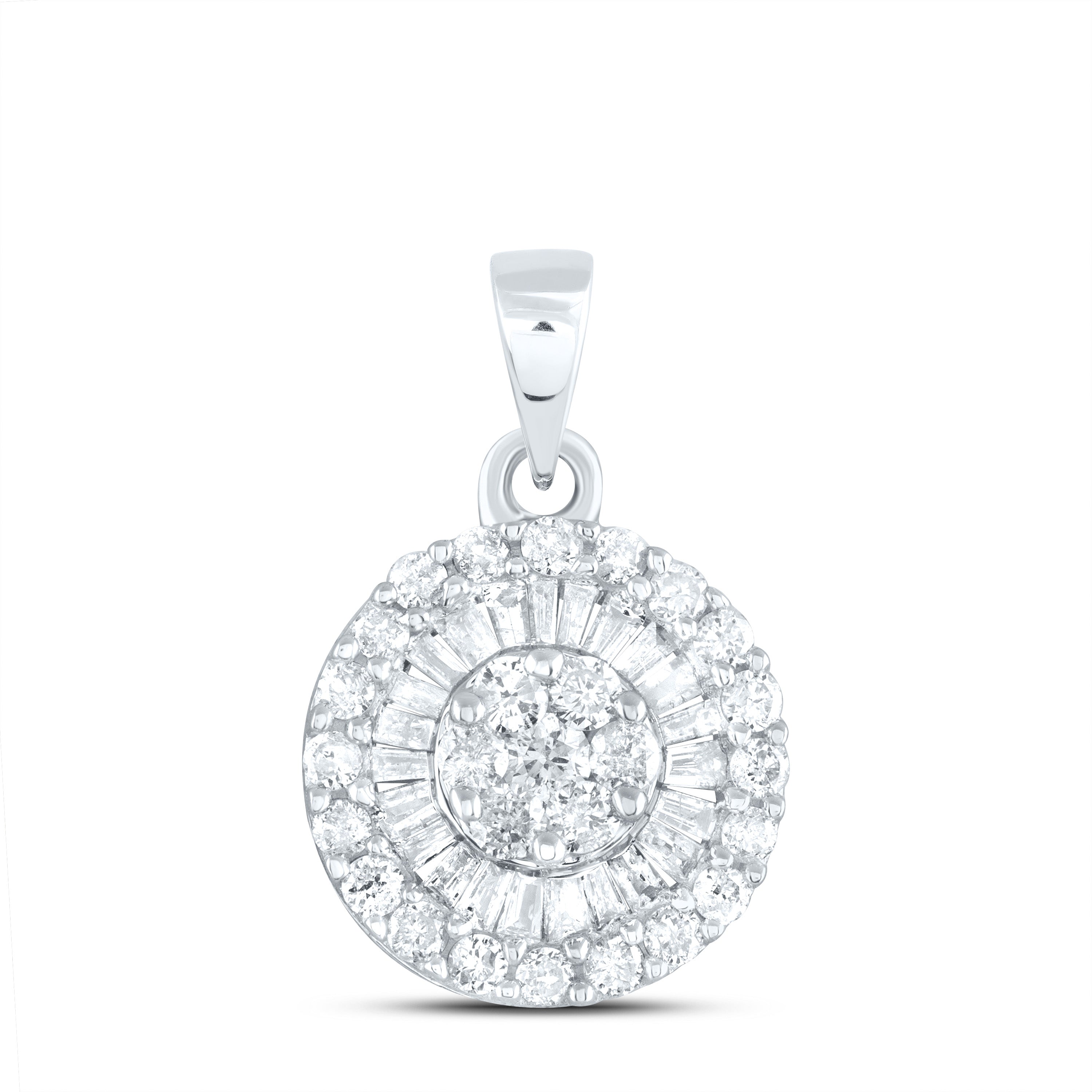 14k White Gold Womens Round Diamond Flower Cluster Circle Pendant 5/8 Cttw