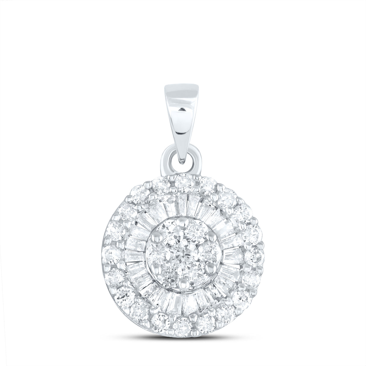 14k White Gold Womens Round Diamond Flower Cluster Circle Pendant 5/8 Cttw