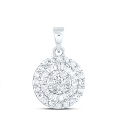 14k White Gold Womens Round Diamond Flower Cluster Circle Pendant 5/8 Cttw