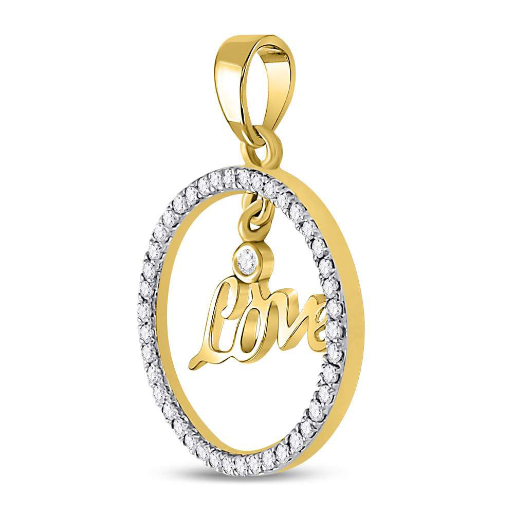 10K Yellow Gold Womens Round Natural Diamond Heart Circle Pendant 1/4 CTW 1.12 Gram