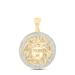 10kt Yellow Gold Mens Round Diamond Charm Pendant 1/2 Cttw
