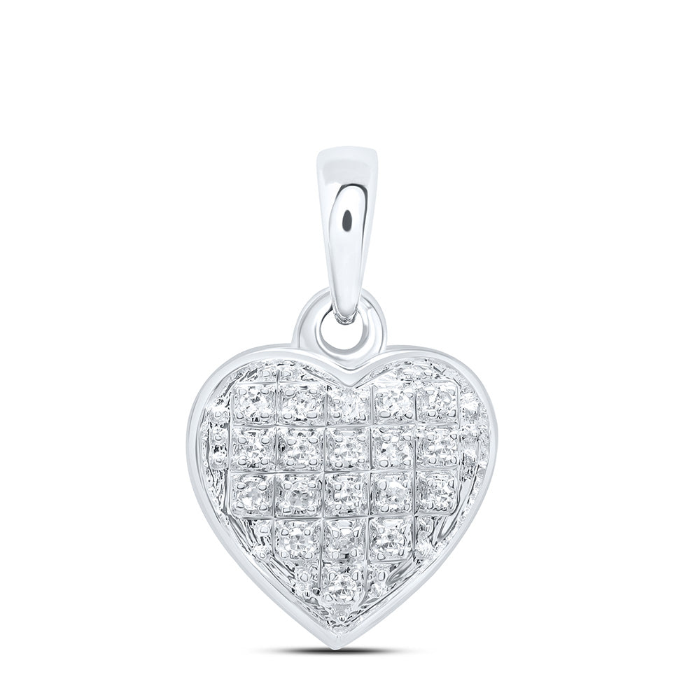 10K White Gold 1/20 CTW-Natural Diamond Gift Heart Pendant 0.43 Gram