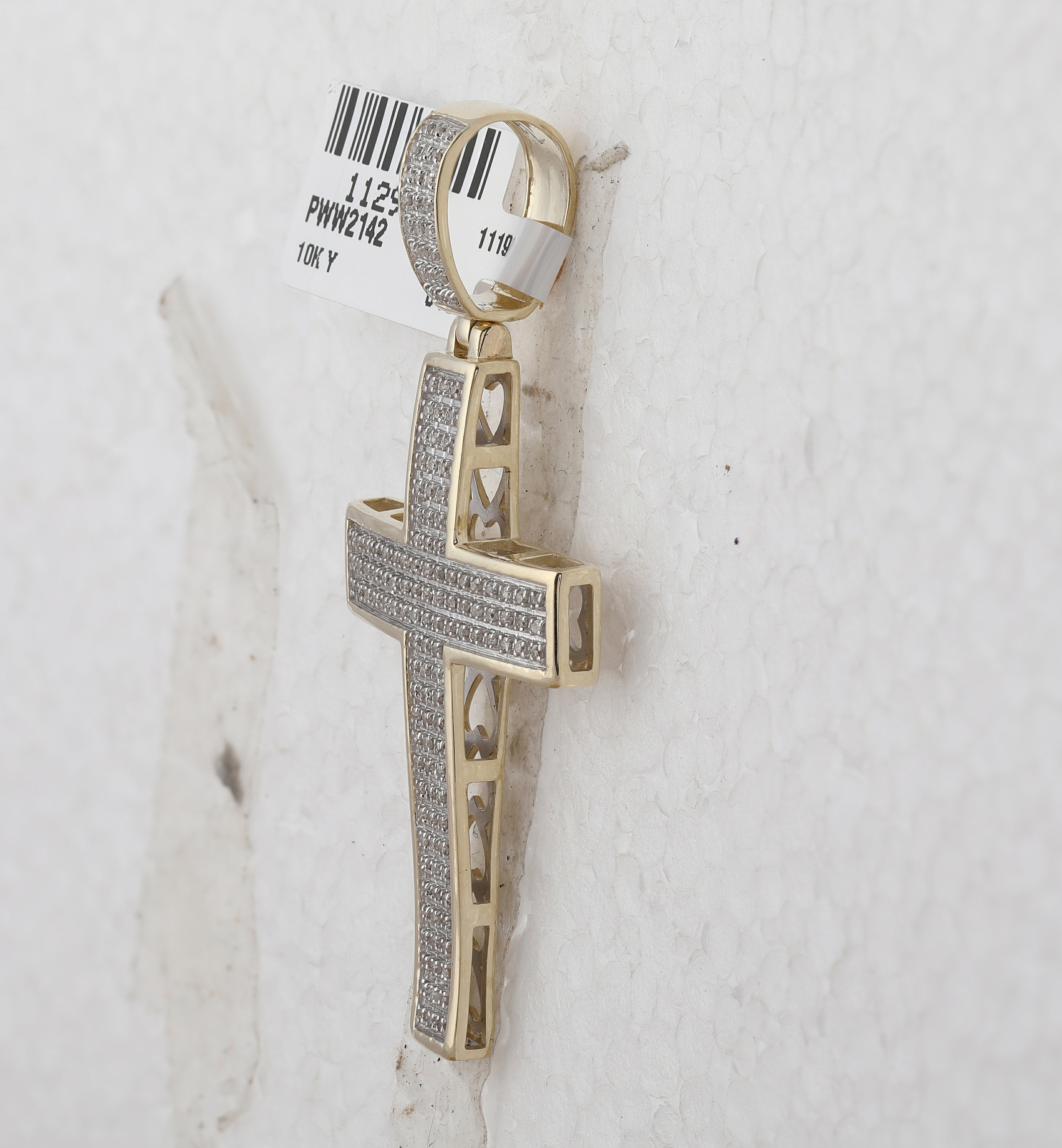 10kt Yellow Gold Mens Round Diamond Cross Charm Pendant 1/2 Cttw