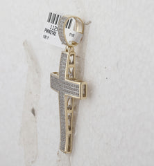 10kt Yellow Gold Mens Round Diamond Cross Charm Pendant 1/2 Cttw