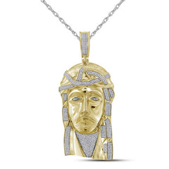 10K Yellow Gold Mens Round Natural Diamond Jesus Christ Messiah Charm Pendant 1-5/8 CTW 31.64 Gram