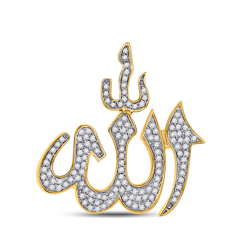 10kt Yellow Gold Mens Diamond Charm Fashion Pendant 1/3 Cttw