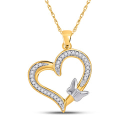 10K Yellow Gold 1/10 Ct-Natural Diamondheart Pendant 1.2 Gram