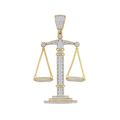 10kt Yellow Gold Mens Round Diamond Scales of Justice Charm Pendant 1.00 Cttw