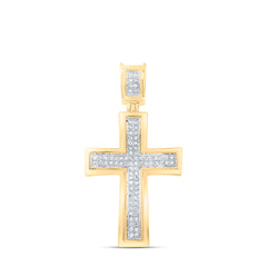 10K Yellow Gold 1/6 Ct-Natural Diamondcross Pendant 2.19 Gram