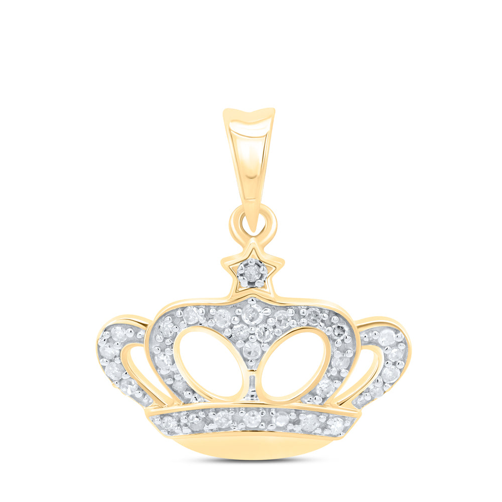 10K Yellow Gold 1/8 CTW-Natural Diamond Crown Fashion Pendant 1.05 Gram