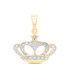 10K Yellow Gold 1/8 CTW-Natural Diamond Crown Fashion Pendant 1.05 Gram