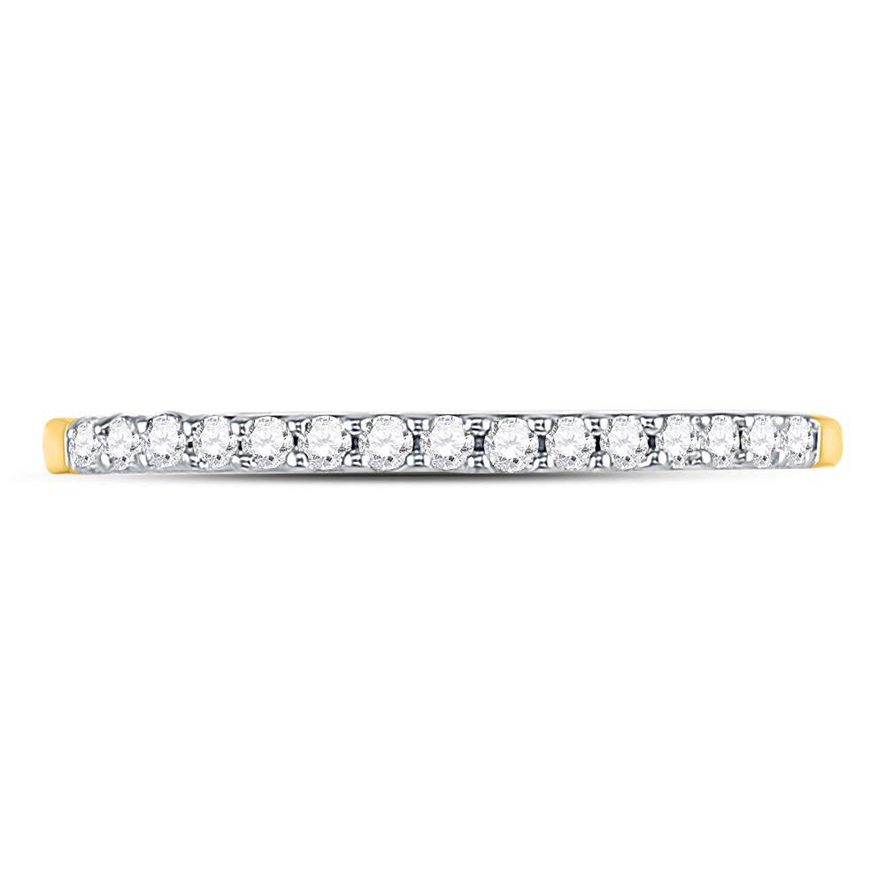 14K Yellow Gold Round Natural Diamond Womens Slender Stackable Size 8 Wedding Band 1/6 CTW 1.31 Gram