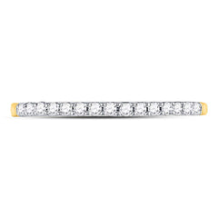 14K Yellow Gold Round Natural Diamond Womens Slender Stackable Size 8 Wedding Band 1/6 CTW 1.31 Gram