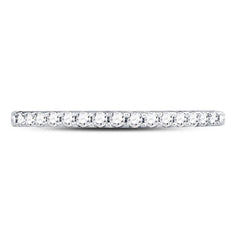 14kt White Gold Womens Round Diamond Slender Stackable Wedding Band 1/6 Cttw