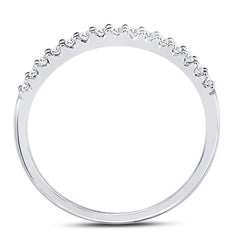 14kt White Gold Womens Round Diamond Slender Stackable Wedding Band 1/6 Cttw