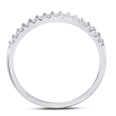 14kt White Gold Womens Round Diamond Slender Stackable Wedding Band 1/6 Cttw