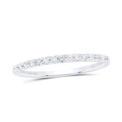 14K White Gold Round Natural Diamond Womens Slender Stackable Size 10 Wedding Band 1/6 CTW 1.25 Gram