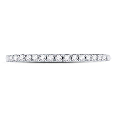 14k White Gold Round Diamond Womens Slender Stackable Size 6 Wedding Band 1/6 Cttw
