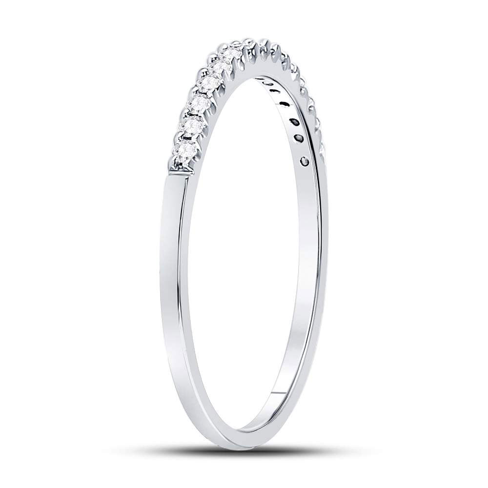 14k White Gold Round Diamond Womens Slender Stackable Size 6 Wedding Band 1/6 Cttw