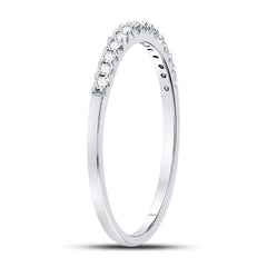 14k White Gold Round Diamond Womens Slender Stackable Size 6 Wedding Band 1/6 Cttw