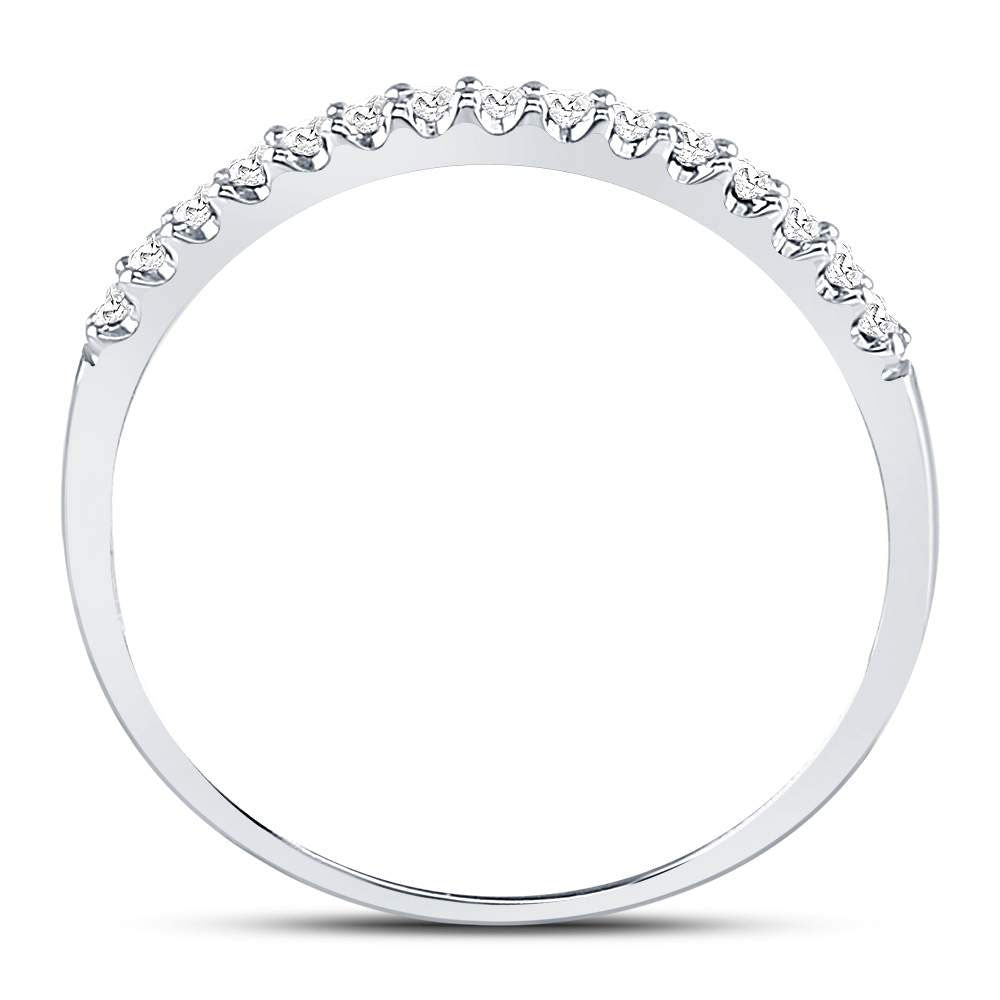 14k White Gold Round Diamond Womens Slender Stackable Size 6 Wedding Band 1/6 Cttw