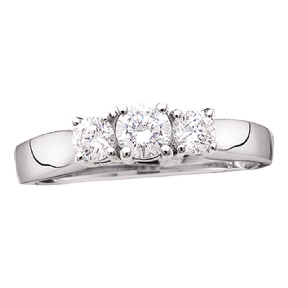 14K White Gold Womens Round Natural Diamond 3-Stone Bridal Wedding Engagement Ring 1/4 CTW 2.19 Gram