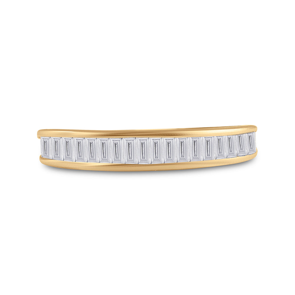 10kt Yellow Gold Womens Baguette Diamond Wedding Anniversary Band 1/2 Cttw