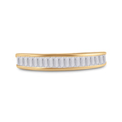 10kt Yellow Gold Womens Baguette Diamond Wedding Anniversary Band 1/2 Cttw