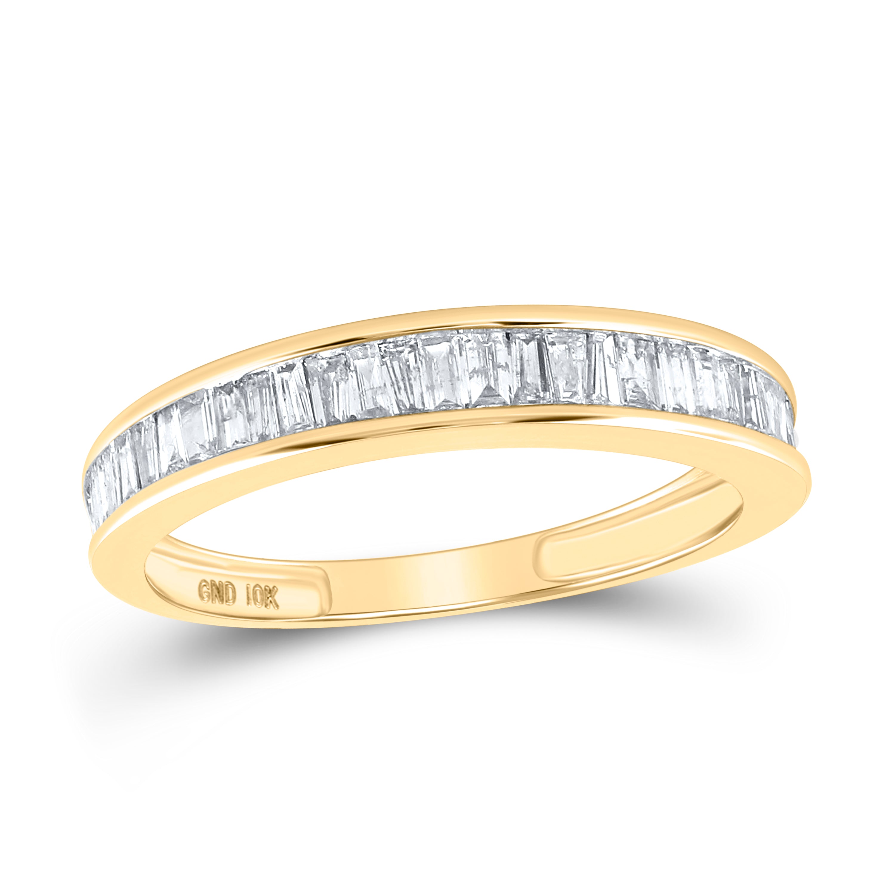 10kt Yellow Gold Womens Baguette Diamond Wedding Anniversary Band 1/2 Cttw