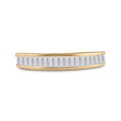 14kt Yellow Gold Womens Baguette Diamond Wedding Anniversary Band 1/2 Cttw