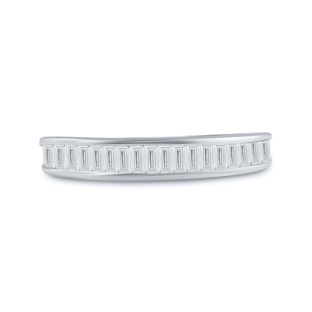 10kt White Gold Womens Baguette Diamond Wedding Anniversary Band 1/2 Cttw