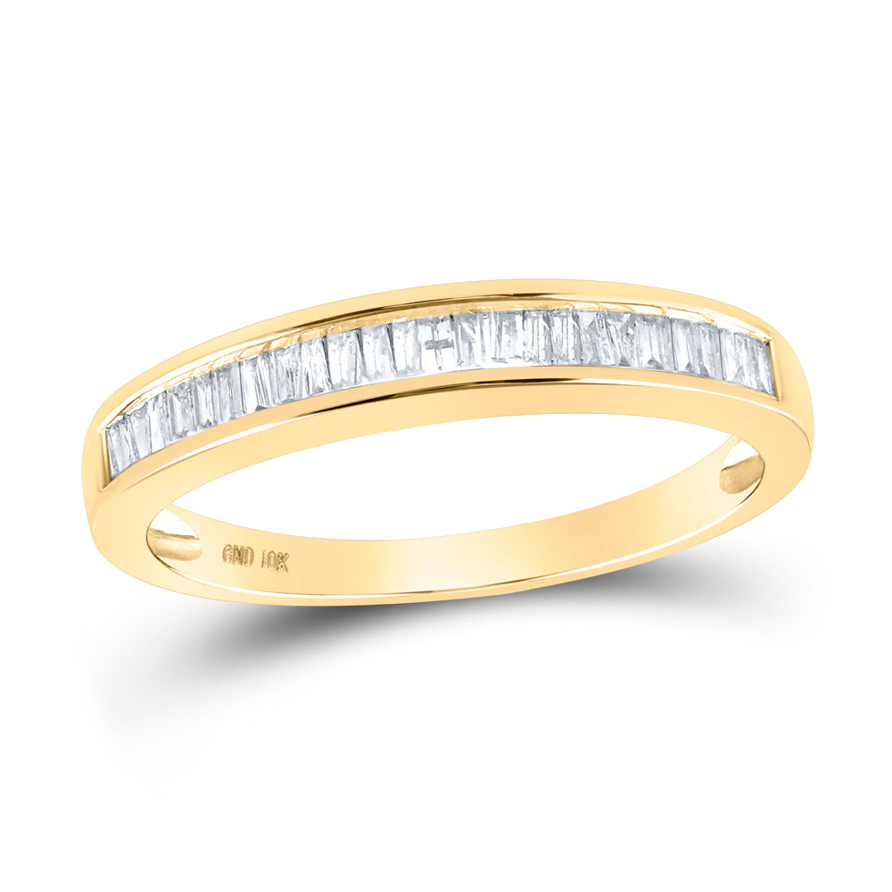 10kt Yellow Gold Womens Baguette Diamond Wedding Band Ring 1/4 Cttw