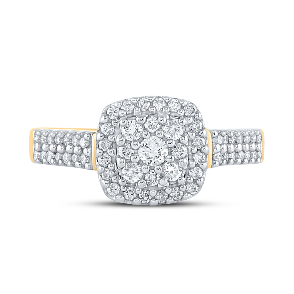 10kt Yellow Gold Womens Round Diamond Cluster Bridal Wedding Engagement Ring 1/2 Cttw