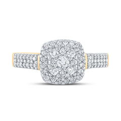 10kt Yellow Gold Womens Round Diamond Cluster Bridal Wedding Engagement Ring 1/2 Cttw