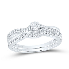 10k White Gold Womens Round Diamond Bridal Wedding Engagement Ring Band Set 1/3 Cttw
