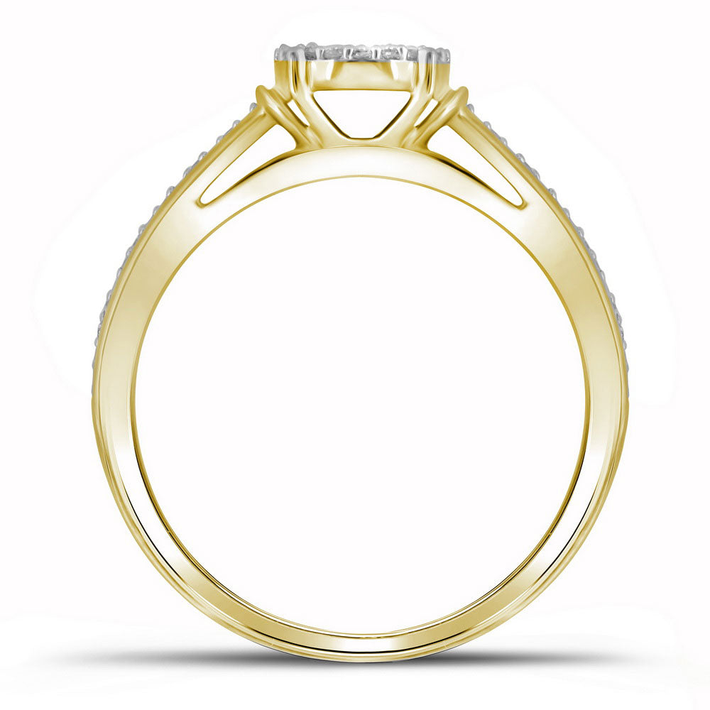 10kt Yellow Gold Womens Round Diamond Cluster Bridal Wedding Engagement Ring 1/5 Cttw