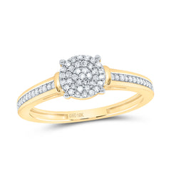 10kt Yellow Gold Womens Round Diamond Cluster Bridal Wedding Engagement Ring 1/5 Cttw