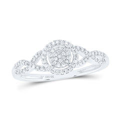 10kt White Gold Womens Round Diamond Cluster Twist Bridal Wedding Engagement Ring 1/5 Cttw