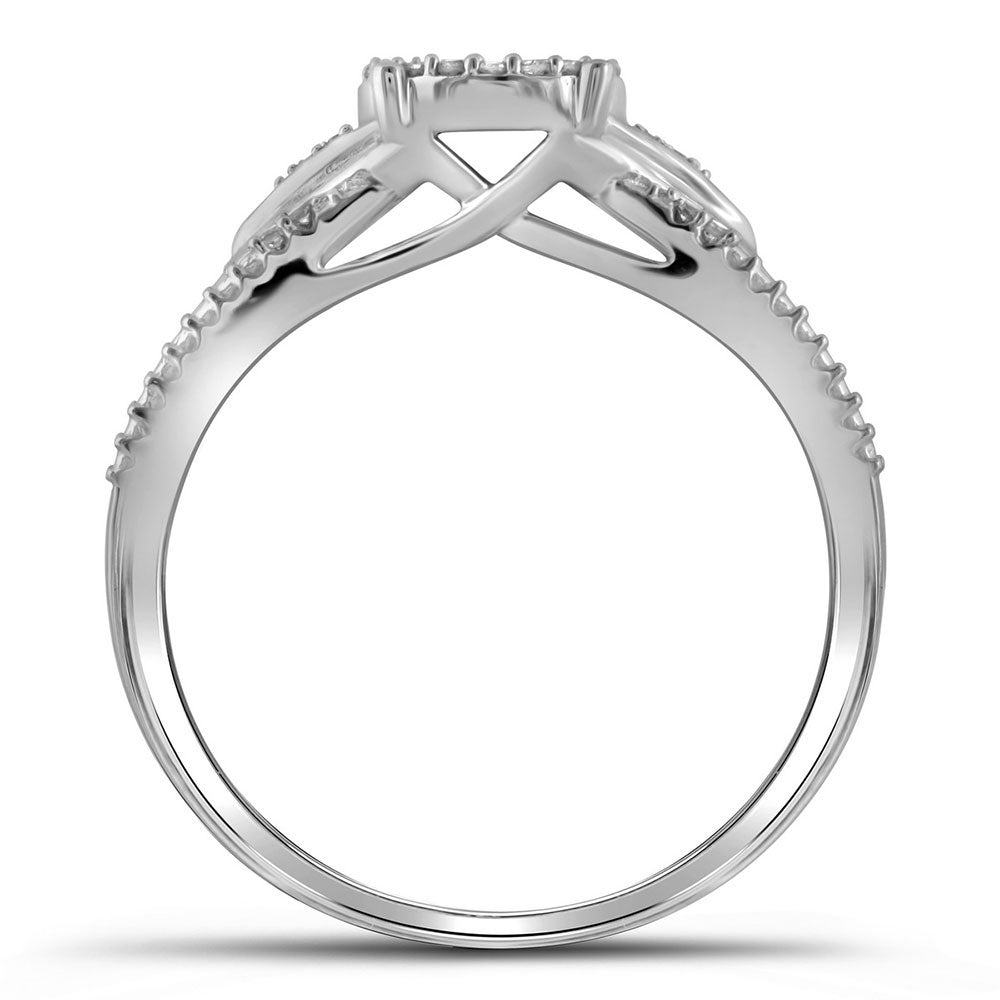 10kt White Gold Womens Round Diamond Cluster Bridal Wedding Engagement Ring 1/6 Cttw