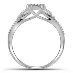 10kt White Gold Womens Round Diamond Cluster Bridal Wedding Engagement Ring 1/6 Cttw