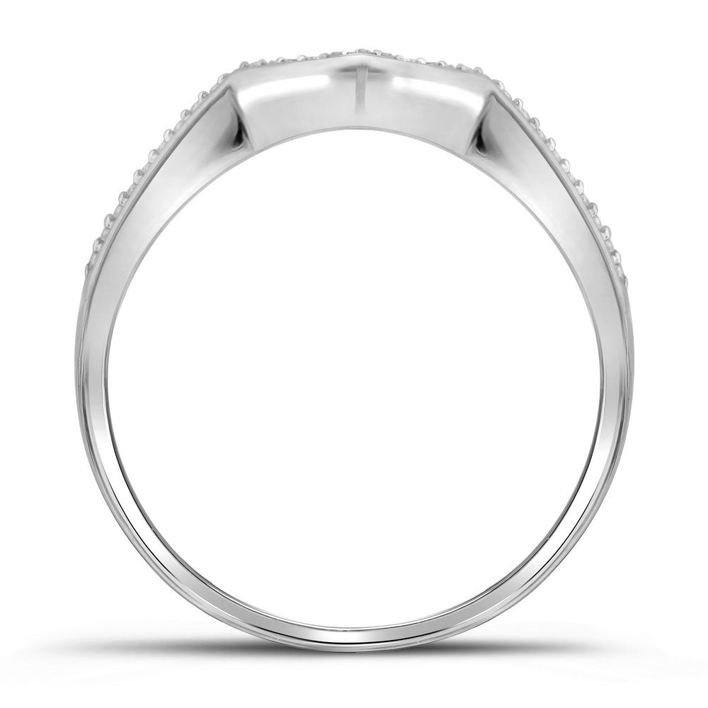10kt White Gold Womens Diamond Cluster 3-Piece Bridal Wedding Engagement Ring Band Set 1/3 Cttw