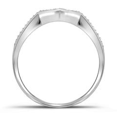 10kt White Gold Womens Diamond Cluster 3-Piece Bridal Wedding Engagement Ring Band Set 1/3 Cttw