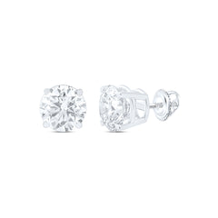 14K White Gold Womens Round Natural Diamond Solitaire Stud Earrings 1.00 CTW 1.64 Gram
