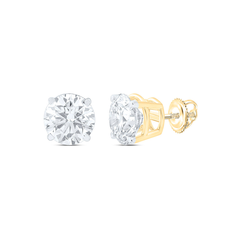 14K Yellow Gold Womens Round Natural Diamond Stud Earrings 2.00 CTW 1.8 Gram