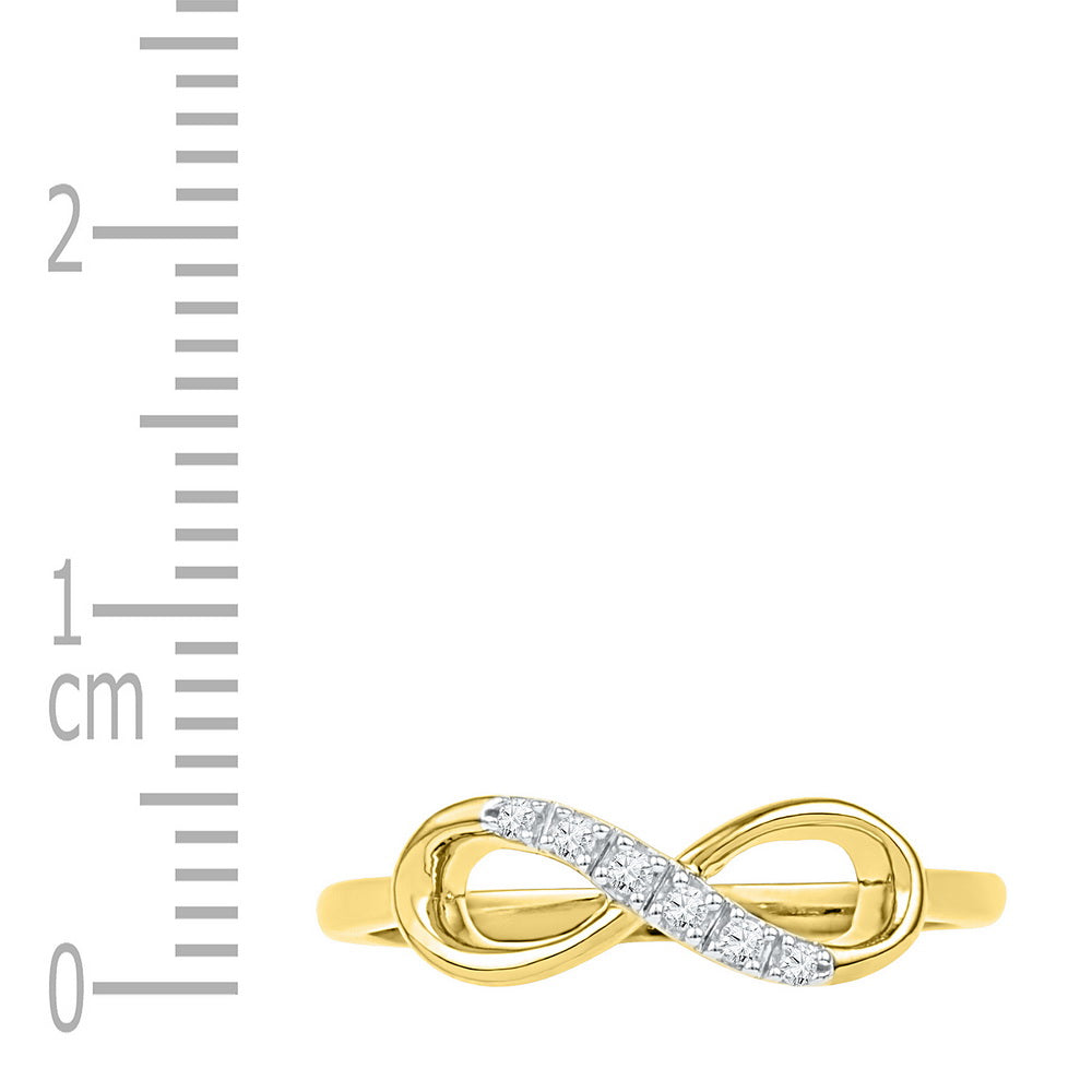 10kt Yellow Gold Womens Round Diamond Infinity Ring 1/20 Cttw