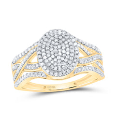 10kt Yellow Gold Womens Round Diamond Oval Cluster Twist Ring 1/2 Cttw