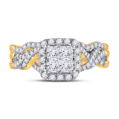 10kt Yellow Gold Womens Princess Diamond Bridal Wedding Engagement Ring Band Set 1.00 Cttw